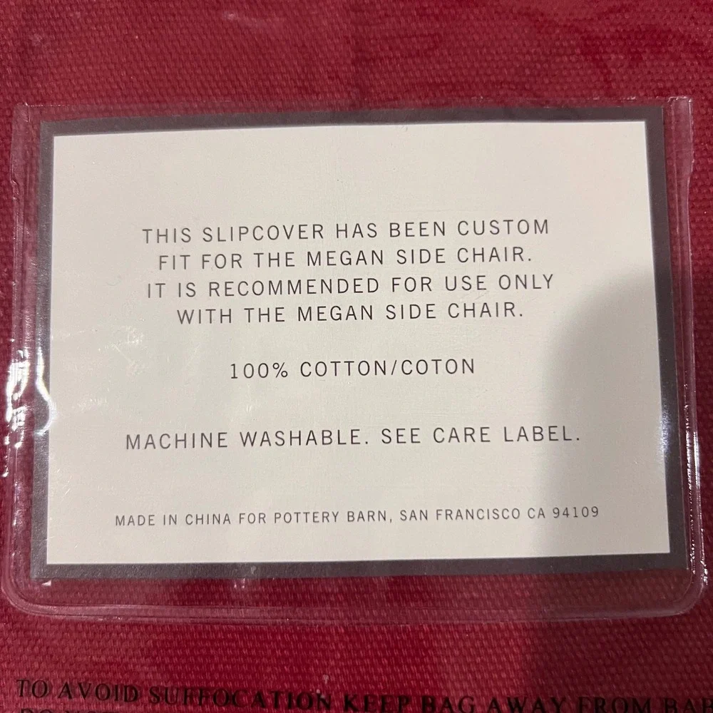 Pottery Barn Megan Side Chair Slipcover Red 100% Cotton Canvas New